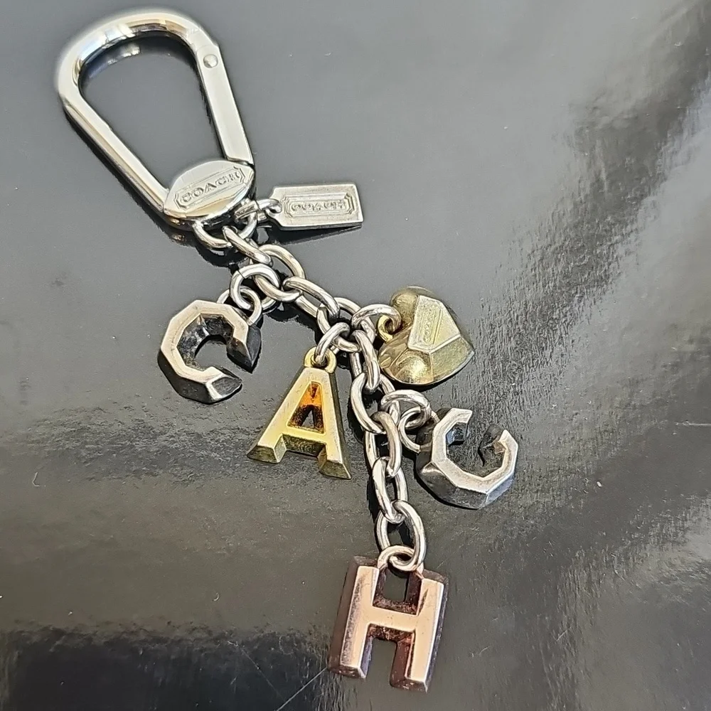 Coach Multi Metallic Letter Keychain Bag charm